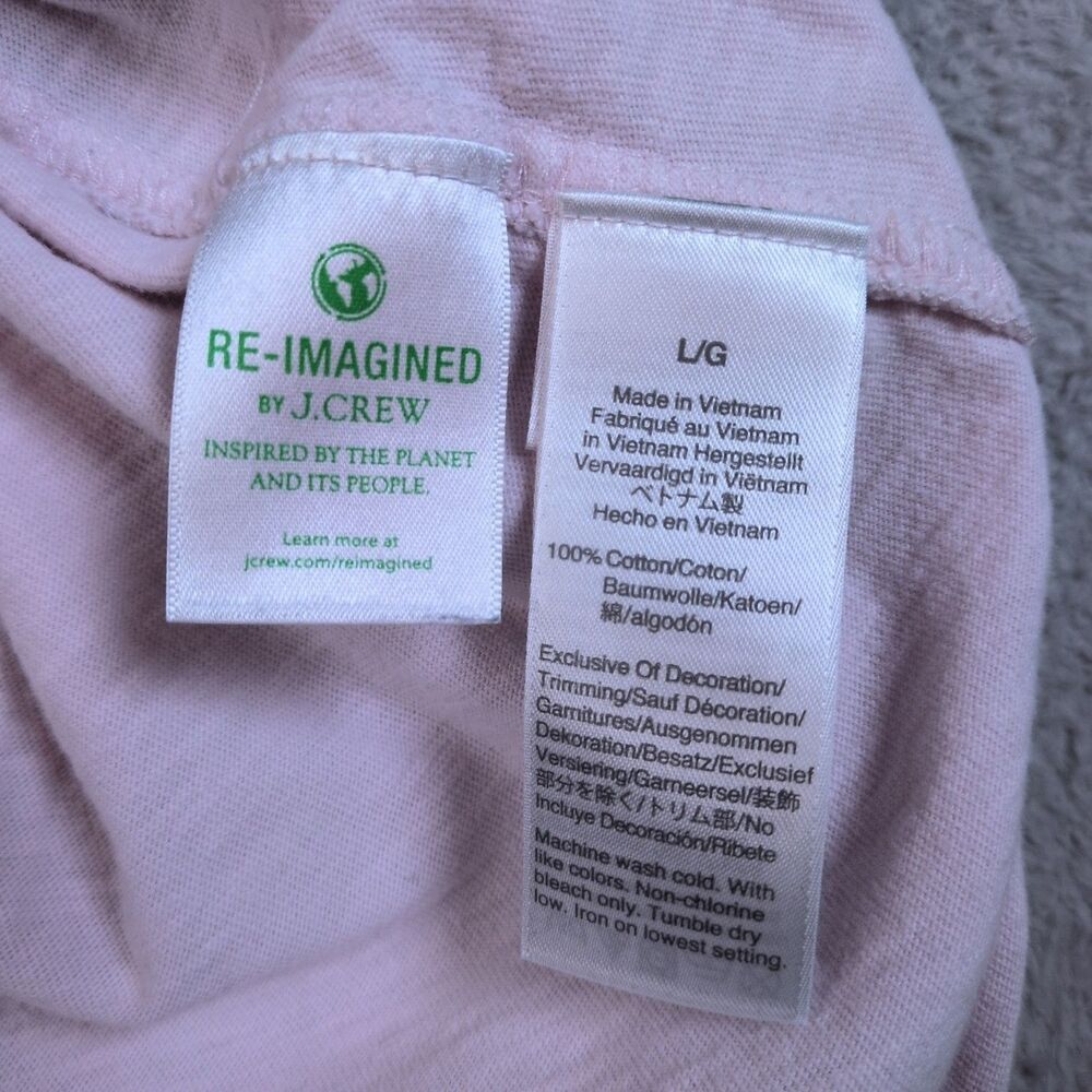 J Crew Womens Large Pink Slub Cotton Garment-Dyed Pocket Polo Shirt Short Sleeve - Picture 7 of 8